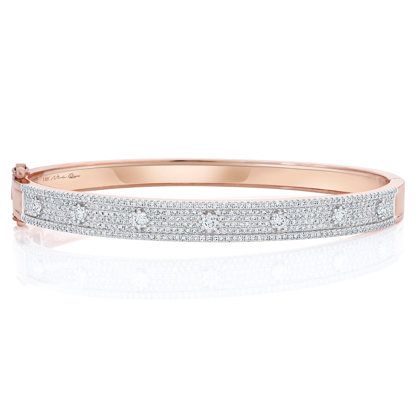 18K White Gold Micro Pavé Diamond Bangle Bracelet