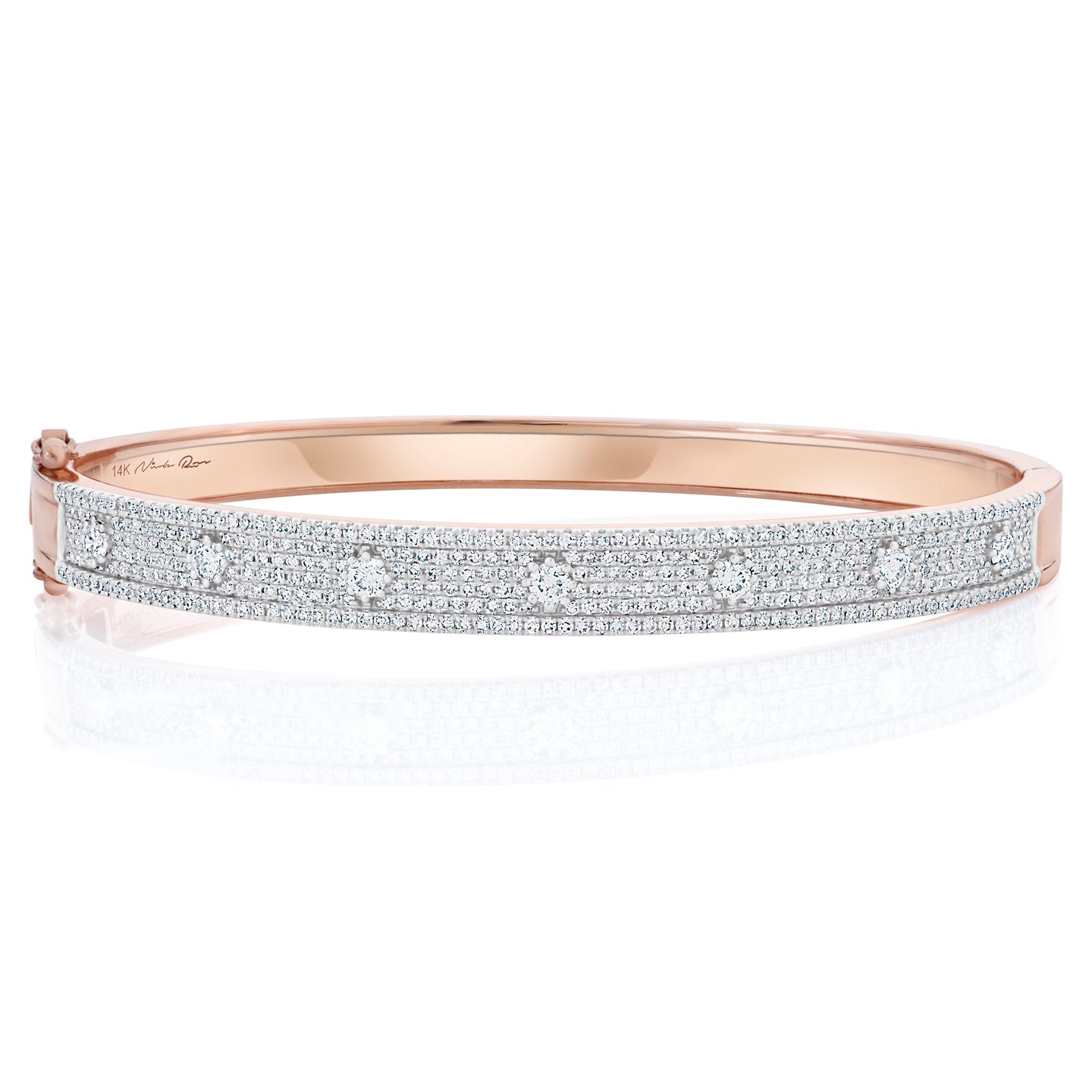 Pinstripe Strength Diamond Bangle Bracelet Half Way All Pave diamonds And  Gold Pinstripes | RiNoor | Wolf & Badger