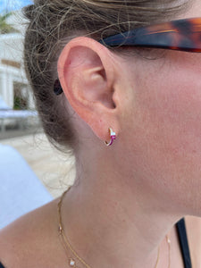 Ruby and Diamond Petite Hoop Earrings 3