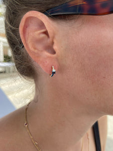 Sapphire and Diamond Petite Hoop Earrings 3