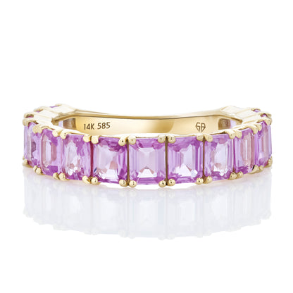 Emerald Cut Nikki Pink Sapphire Band