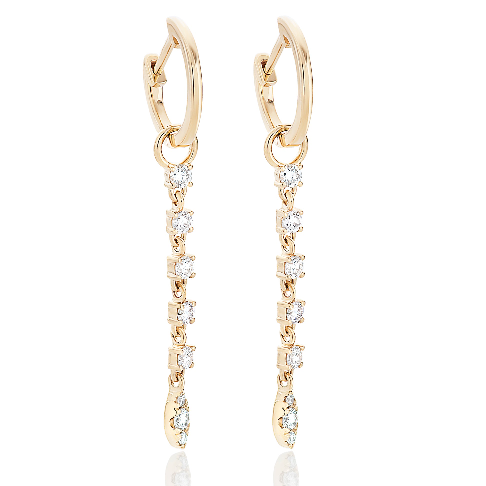 Diamond Hoop Earrings With Dangle Charm