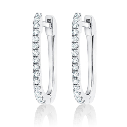 Medium Rectangular Hoop Earrings - White