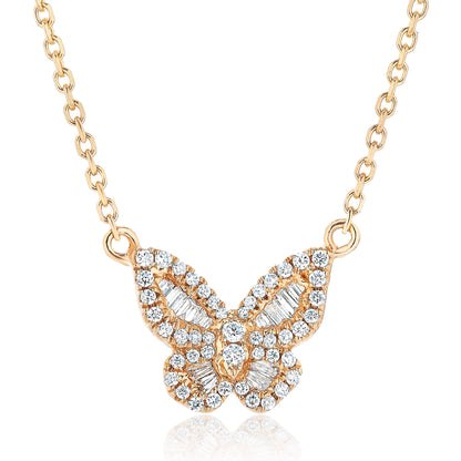 Mini Diamond Butterfly Pendant - Close up