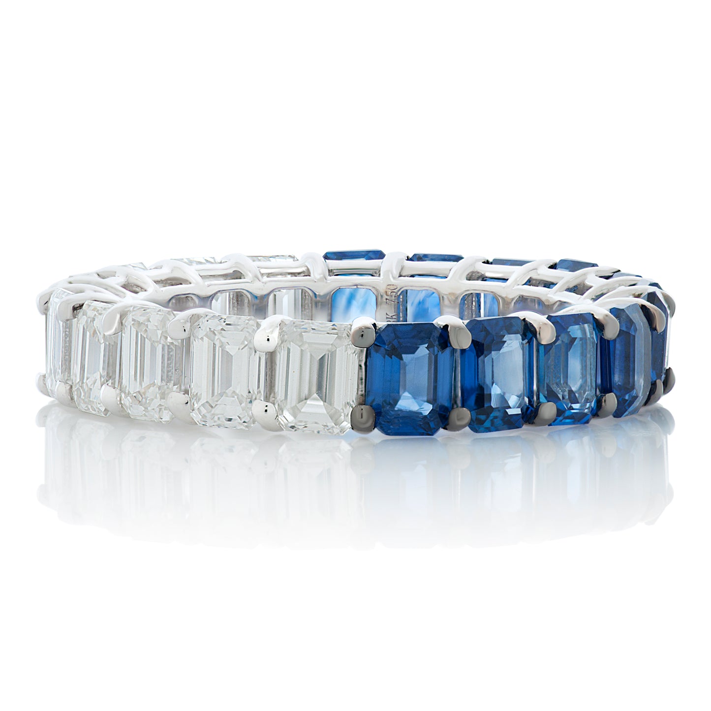 Sapphire and Diamond Emerald Cut Band