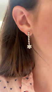 Diamond Flower Dangle Earrings 2