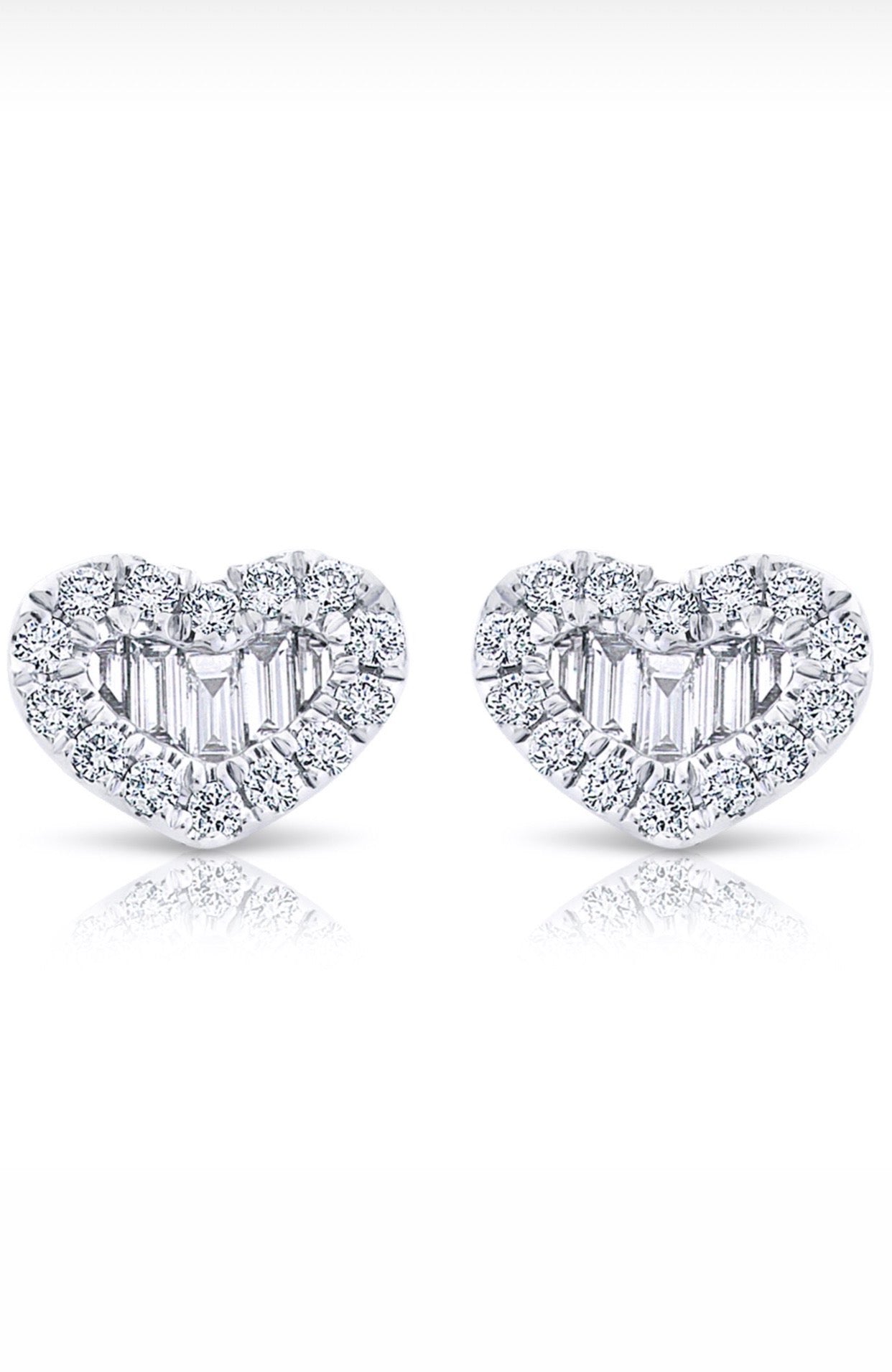Diamond Heart Earrings 1/10 ct tw Round-cut 10K White Gold | Kay
