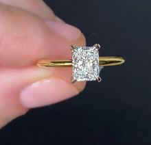 Load image into Gallery viewer, Two Tone Radiant Diamond Solitaire Engagement Ring 3