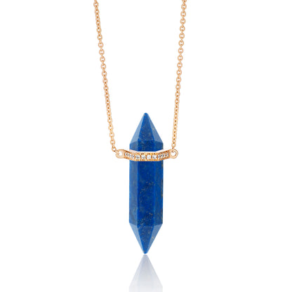 Crystal and Diamond Bar Necklace - Lapis