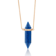 Load image into Gallery viewer, Crystal and Diamond Bar Necklace - Lapis