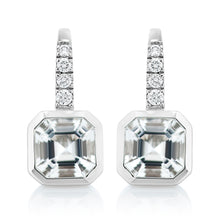 Load image into Gallery viewer, Bezel Set White Topaz and Diamond Earrings