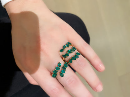 Green Emerald Mixed Cut Coil Ring 5