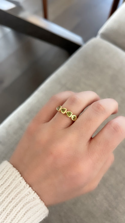 Peridot Bezel Set Heart Shape Band 3