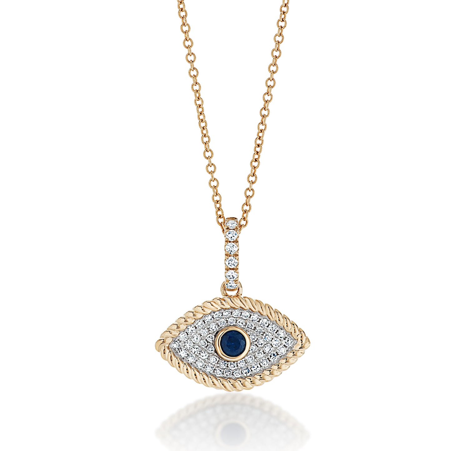 Sapphire and Diamond Evil Eye Pendant