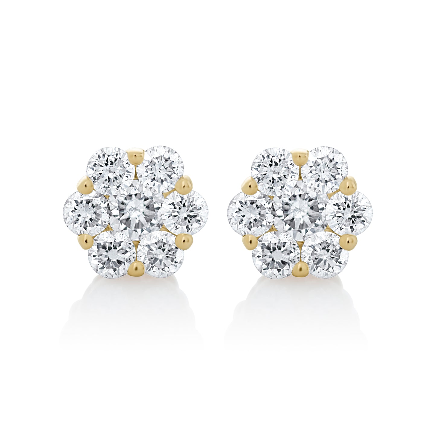 Petite Diamond Flower Stud Earrings - Yellow