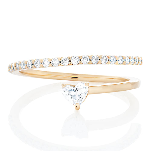 Round and Heart Diamond Coil Ring