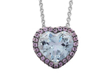 Load image into Gallery viewer, Purple Sapphire and Aquamarine Heart