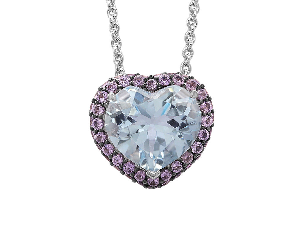 Purple Sapphire and Aquamarine Heart