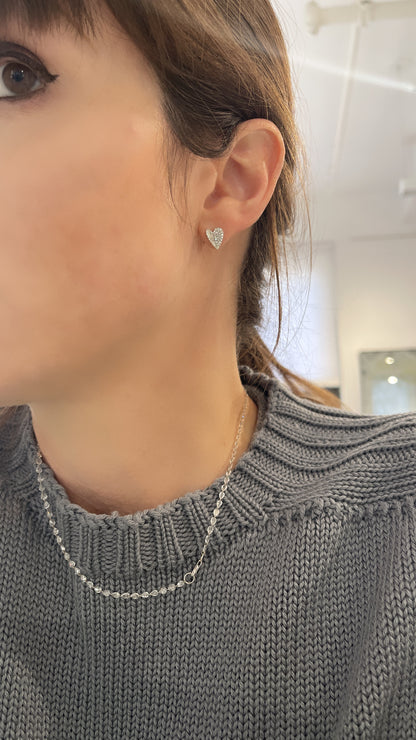 Raised Diamond Heart Stud Earrings - Three