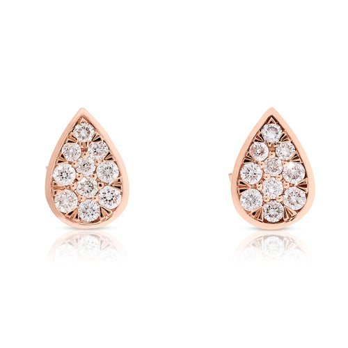 Pear Shape Pave Diamond Earrings - Rose