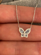 Load image into Gallery viewer, Petite Aquamarine and Diamond Butterfly Pendant 5