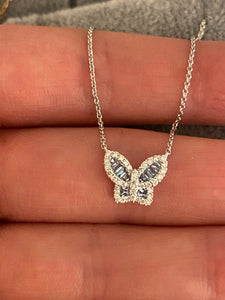 Petite Aquamarine and Diamond Butterfly Pendant 5
