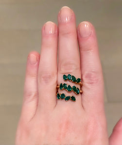 Green Emerald Mixed Cut Coil Ring 3