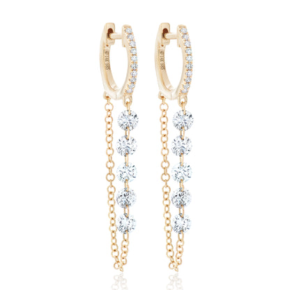 Floating Diamond Dangle Chain Earrings