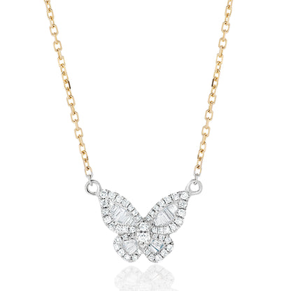 Mini Diamond Two Tone Butterfly Pendant