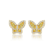 Load image into Gallery viewer, Petite Yellow Sapphire and Diamond Stud Earrings