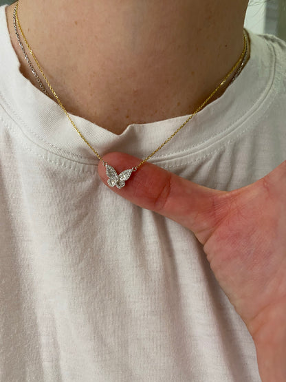 Mini Diamond Two Tone Butterfly Pendant 2