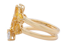 Load image into Gallery viewer, Yellow Sapphire and Diamond Mixed Cut Ring 2
