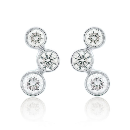 Bezel Set Trio Diamond Earrings