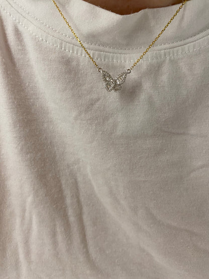 Mini Diamond Two Tone Butterfly Pendant 3
