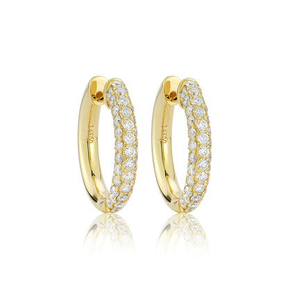 Multi Row Diamond Hoop Huggie Earrings