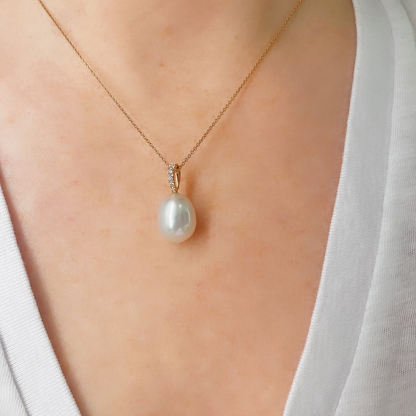 Pearl and Diamond Drop Pendant 2