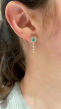 Load image into Gallery viewer, Emerald and Diamond Chain Dangle Earrings 2