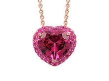 Load image into Gallery viewer, Rhodolite and Pink Sapphire Heart Pendant