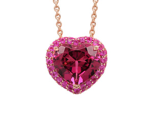 Rhodolite and Pink Sapphire Heart Pendant
