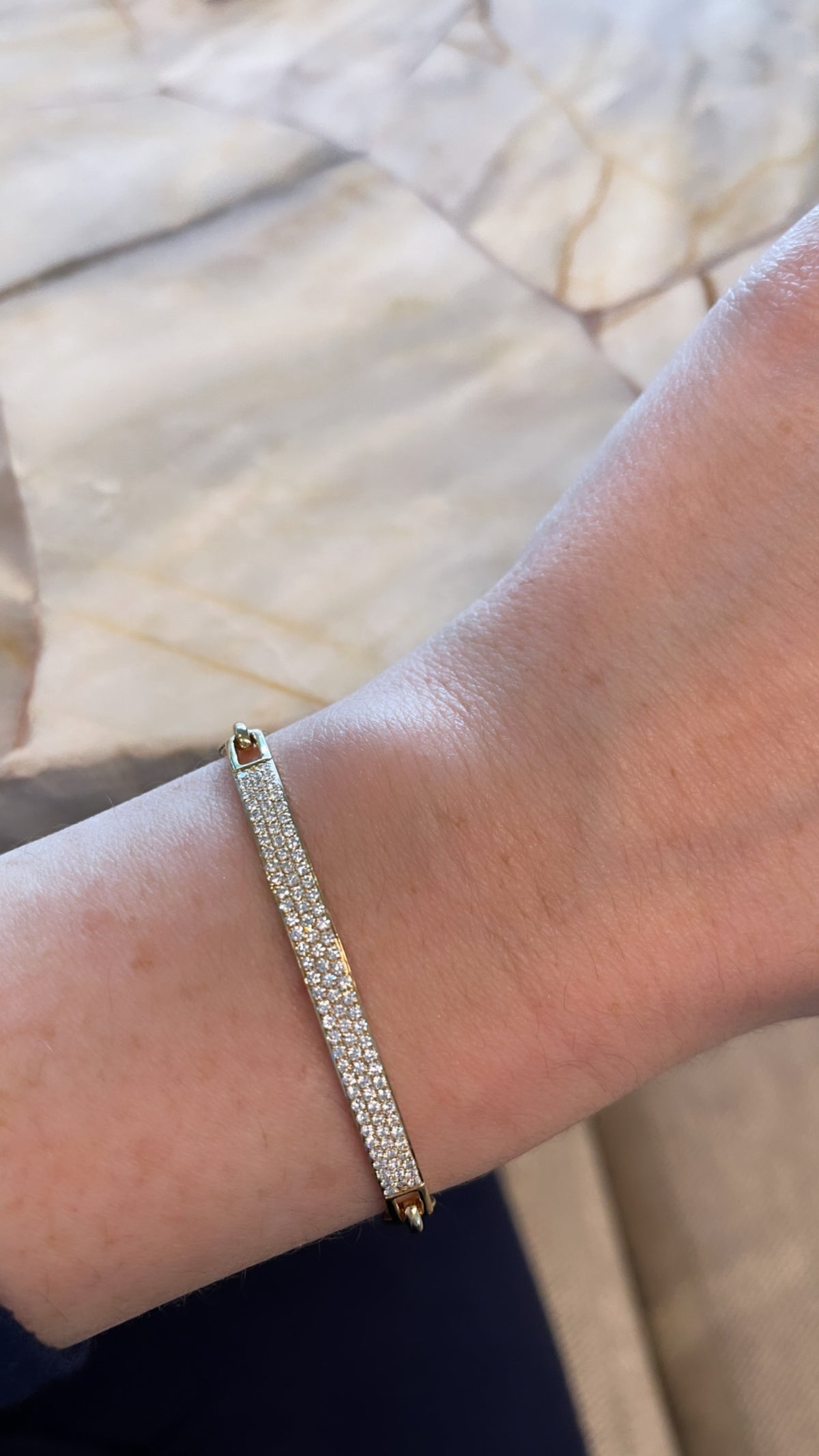 Pave Diamond Bangle Bracelet with Chain Links 2