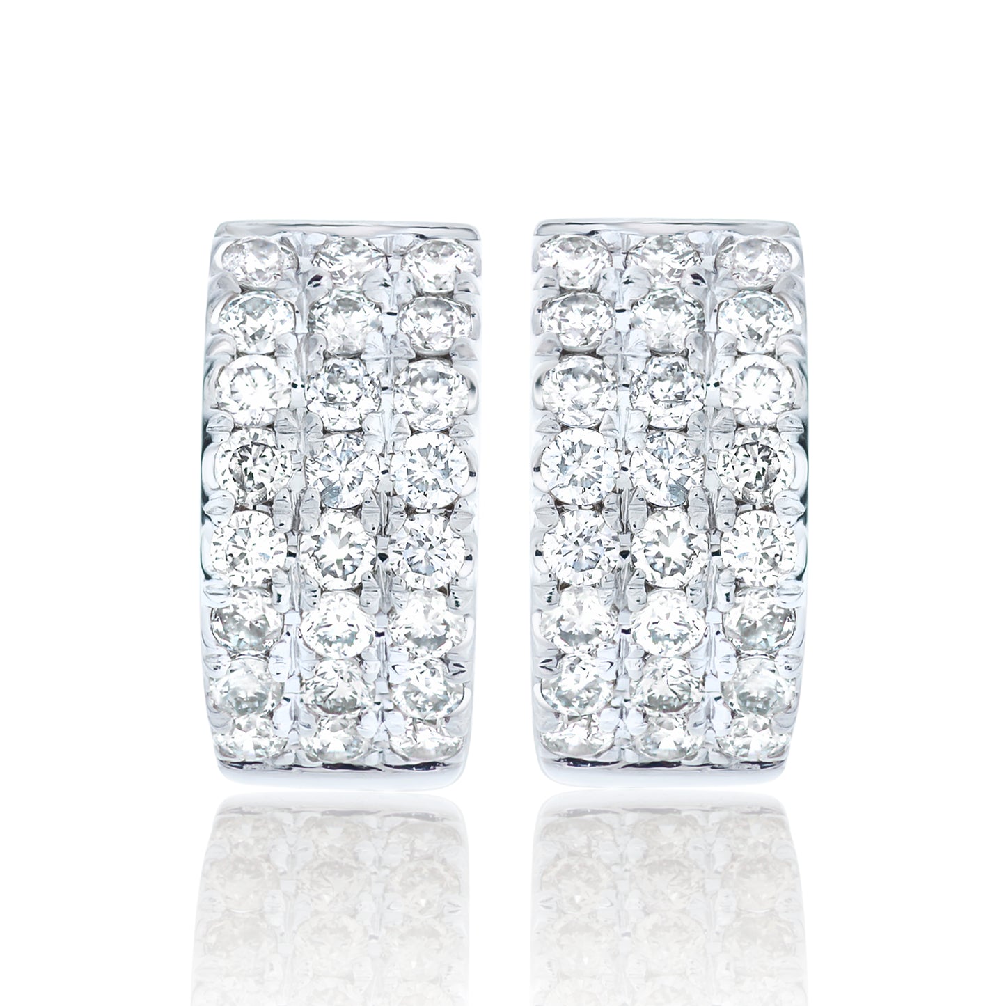 Petite Multi Row Diamond Huggie Hoop - White