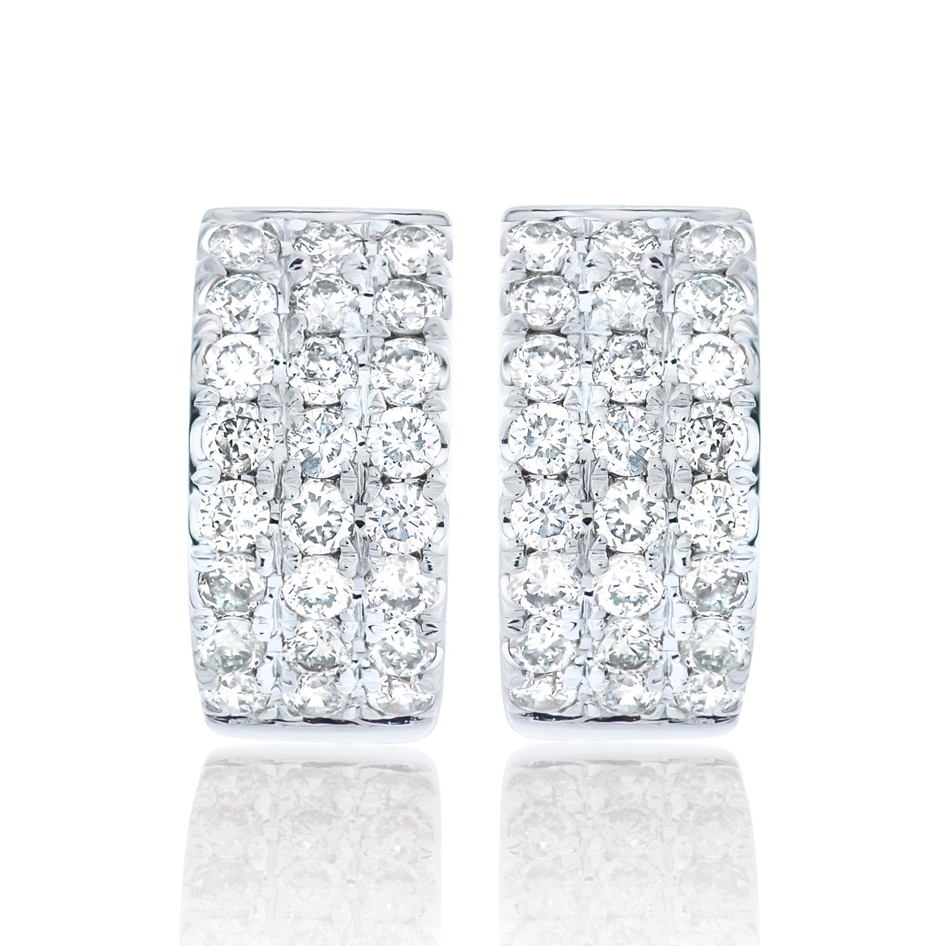 Petite Multi Row Diamond Huggie Hoop - White