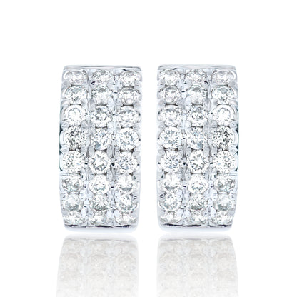 Petite Multi Row Diamond Huggie Hoop - White