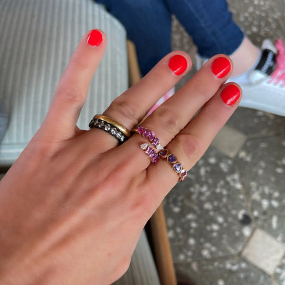 Pink Sapphire and Diamond Mixed Cut Ring 8