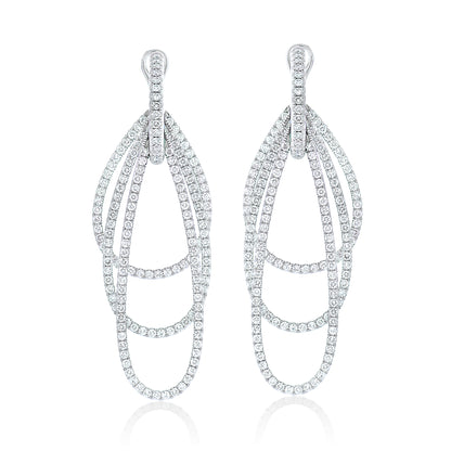 Three Tier Diamond Dangle Earrings