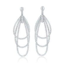 Load image into Gallery viewer, Three Tier Diamond Dangle Earrings