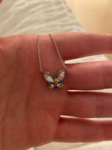 Large Diamond and Sapphire Rainbow Butterfly Pendant 3