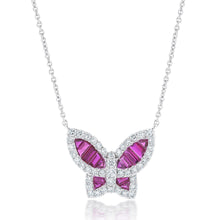 Load image into Gallery viewer, Large Ruby and Diamond Butterfly Pendant