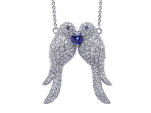 Load image into Gallery viewer, Diamond and Sapphire Love Bird Necklace 3
