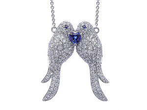 Diamond and Sapphire Love Bird Necklace 3